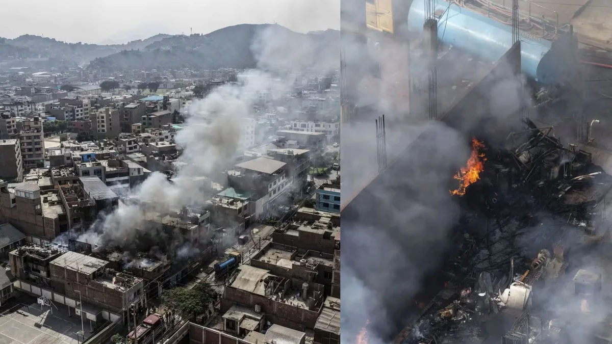 Incendio destruye almacén de productos de limpieza y afecta viviendas en Ate
