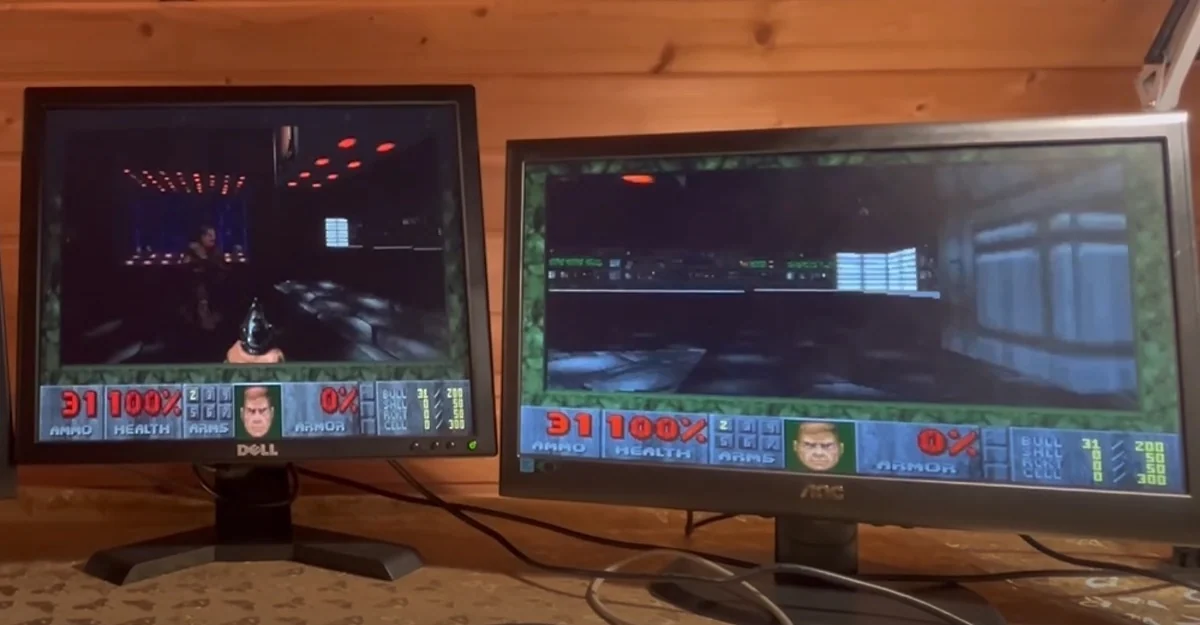 Панорамный DOOM 1.1 на трёх экранах: повторяем легенду под MS-DOS