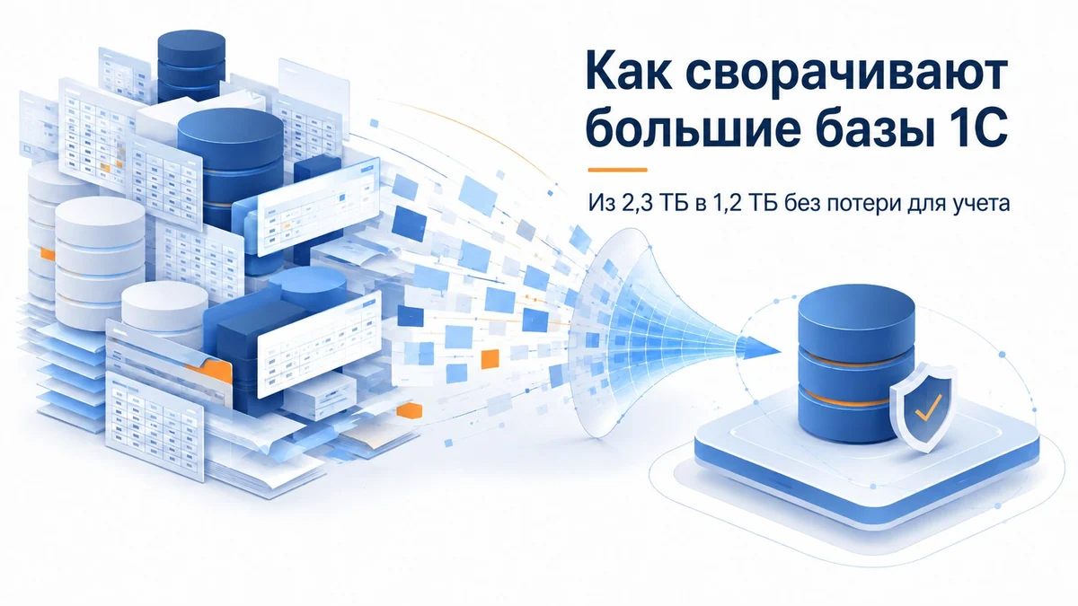 Из 2,3 ТБ в 1,2 ТБ без потери учёта: как сворачивают большие базы 1С