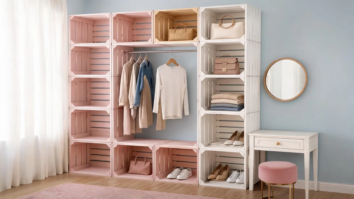 Cuatro muebles que parecen de diseño y están hechos con cajones de madera