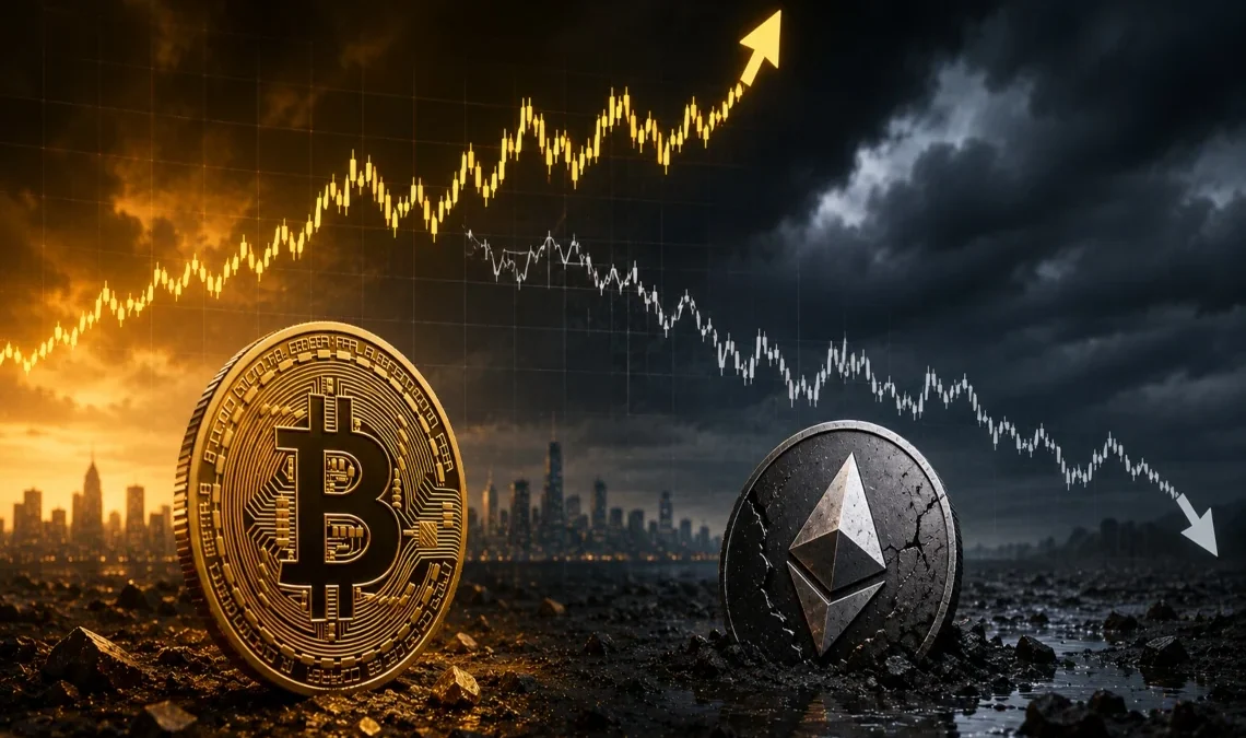 Ethereum perdente in questo momento dal confronto con Bitcoin