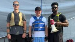 Rooney, Hart and Richards row down Hudson River