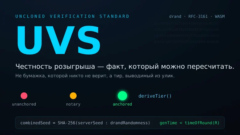 UVS: честность розыгрыша как факт, который можно пересчитать, а не как бумажка, которой никто не верит