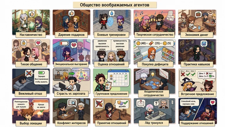 Коммуналка, школа и 10 лет свободы: AI выпустили в симулятор жизни, где они научились дружить, выгорать и достигать