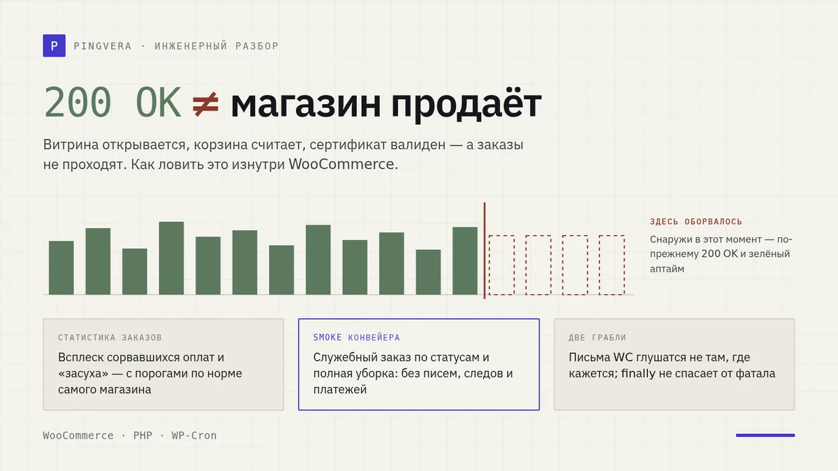 Магазин отдаёт 200 OK, а денег нет: как проверять приём заказов изнутри WooCommerce