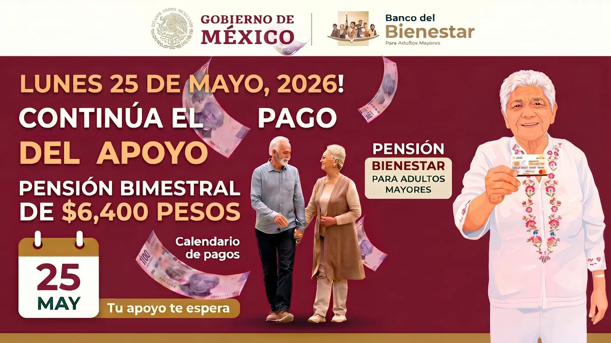 Pensión Bienestar 2026: estos son los adultos mayores que reciben su pago hoy lunes 25 de mayo