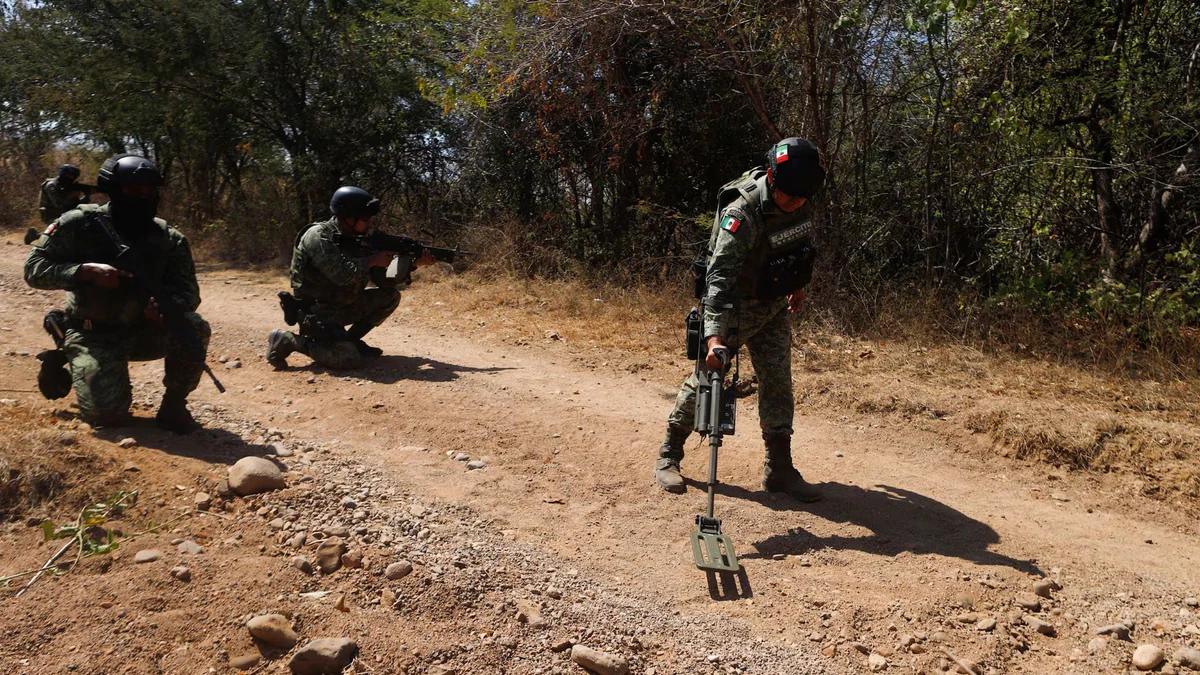 Fuerzas especiales de la Defensa retiran minas explosivas por guerra entre cárteles en Michoacán