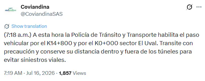 Cierre total en la vía al Llano, a la altura del municipio de Chipaque, por grave accidente entre dos motocicletas