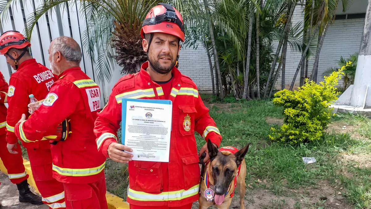 Gobierno de Venezuela condecora a perrita rescatista peruana por salvar una vida tras doble terremoto