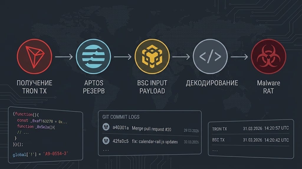 TRON, Aptos и BSC в одной цепочке заражения: расследование JavaScript-загрузчика, связанного с ChainVeil