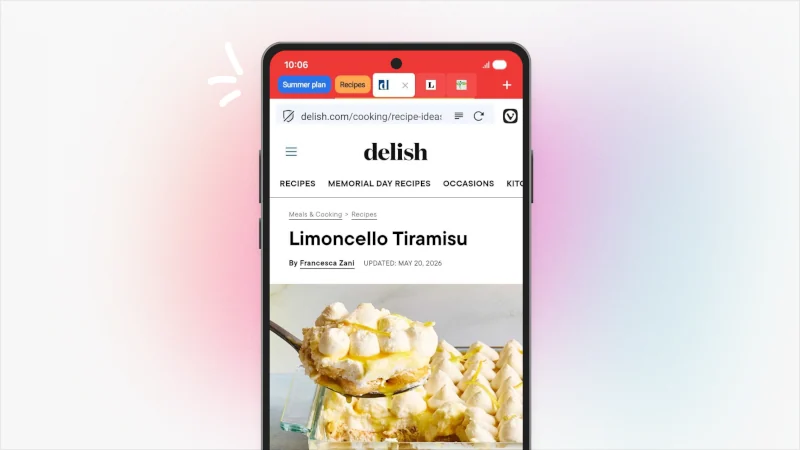 Мобильный Vivaldi 8.0 — Лучший браузер для лета