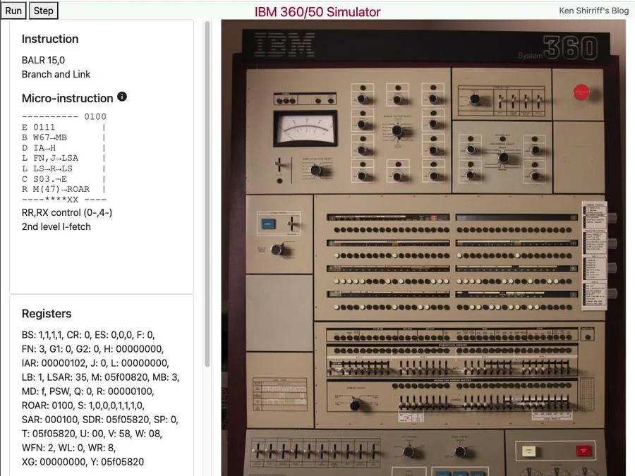 Мейнфрейм 1960-х в браузере: как работает IBM System/360 на микрокоде