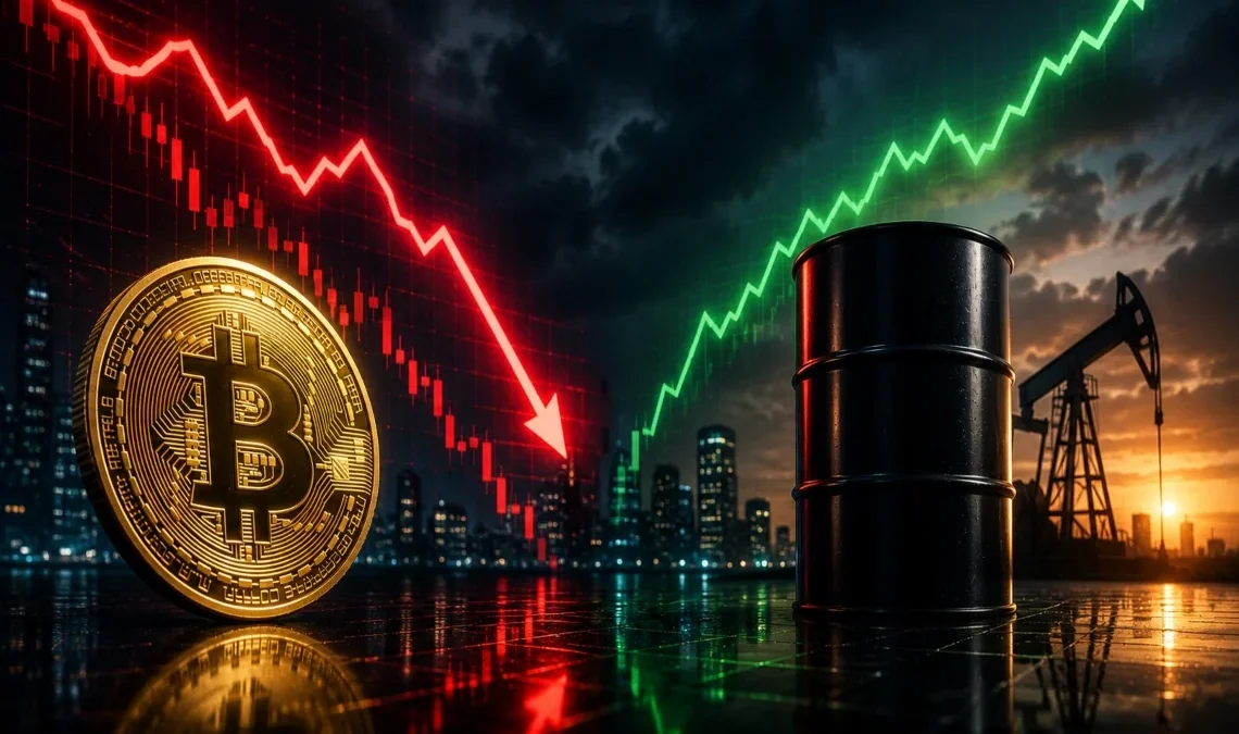 Prezzi di Bitcoin e Petrolio in direzione opposta: quale logica dietro la convergenza?