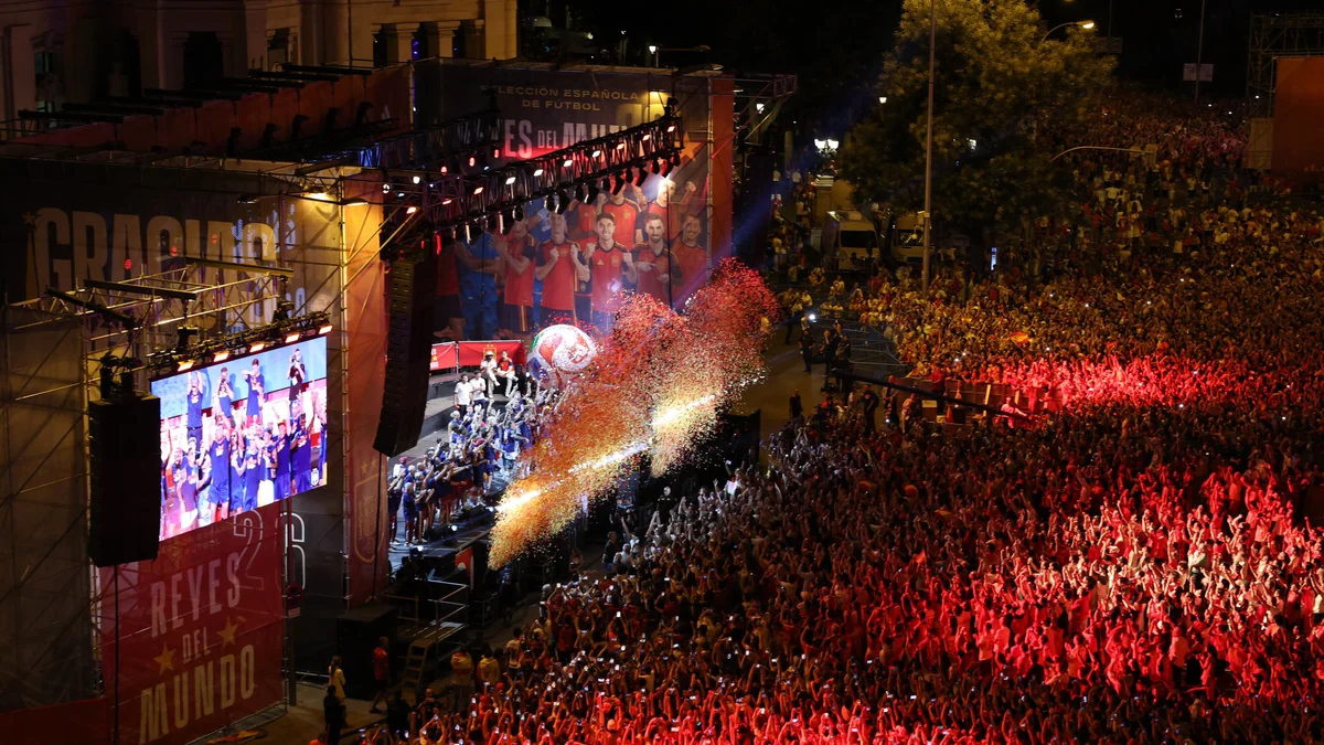 Todas las actuaciones de la celebración del Mundial de España en la Plaza de Cibeles