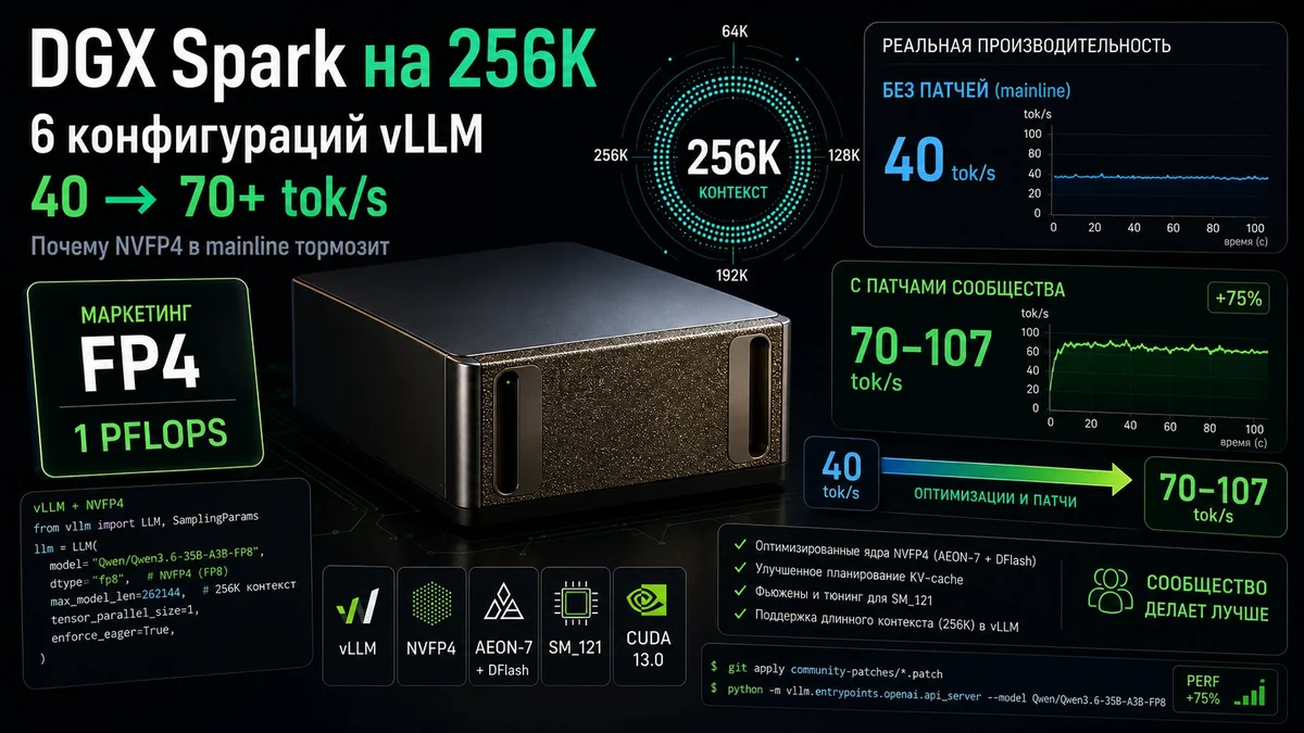 DGX Spark на 256K контексте: тестирую конфигурации vLLM, реальные замеры и почему NVFP4 в mainline сломан