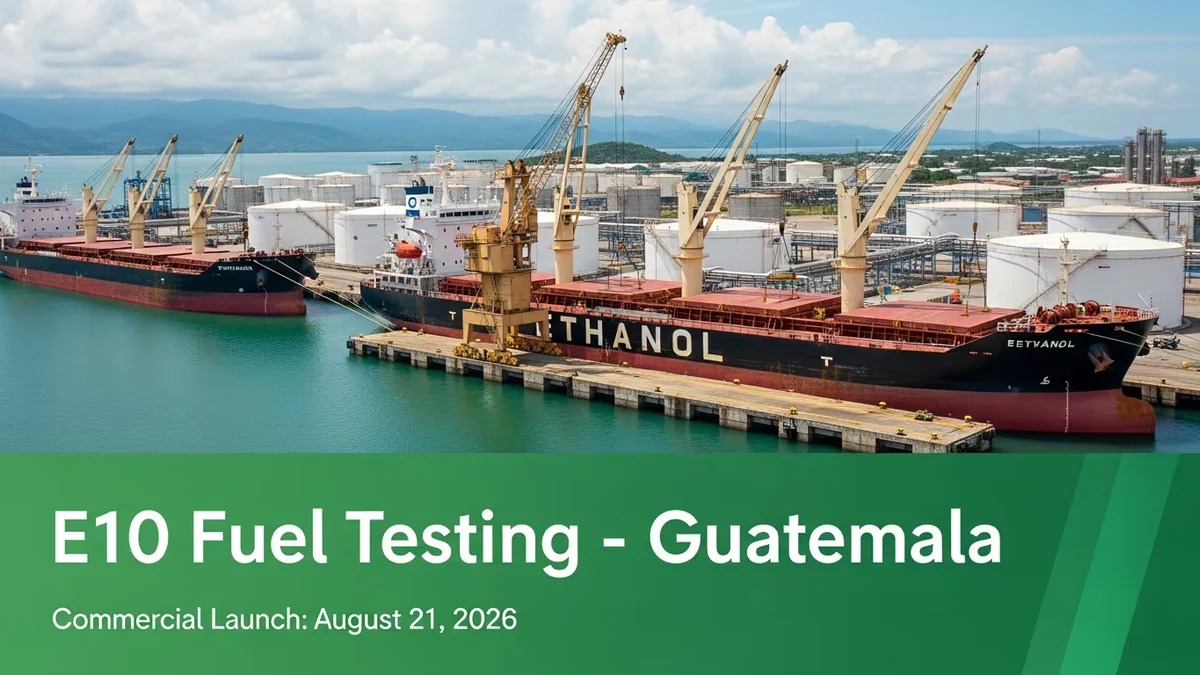 El Gobierno de Guatemala recibe dos embarcaciones con etanol para probar la gasolina E10
