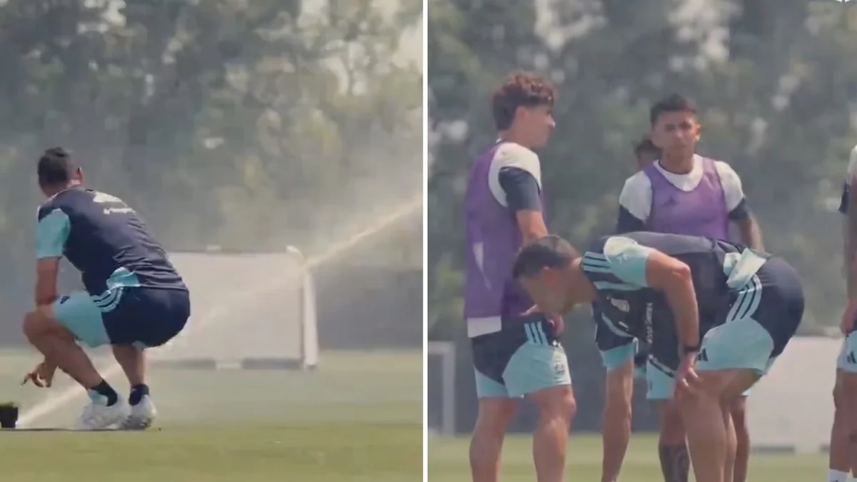 “¡Cuidado con el agua, Lionel!”: el divertido momento de Scaloni con los aspersores durante la práctica de la Selección