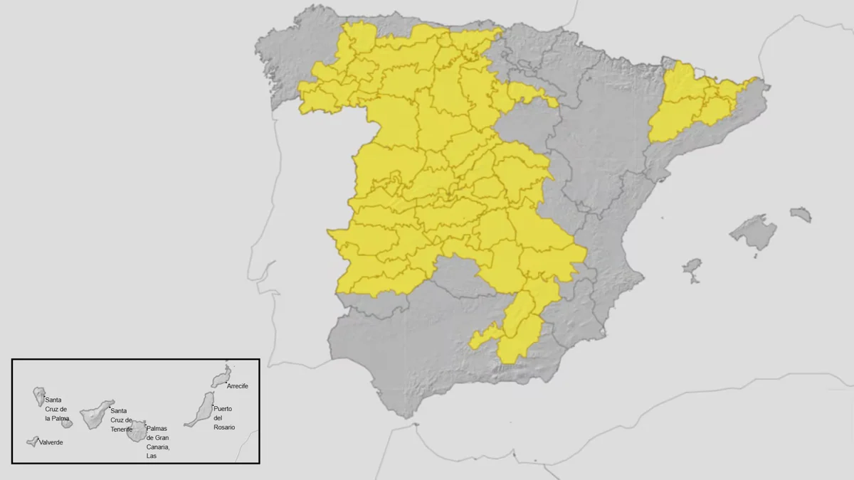 La Aemet alerta a los españoles que viven en estas regiones por las tormentas de esta tarde: “Los chubascos podrán ir acompañados de granizo y rachas muy fuertes de viento”