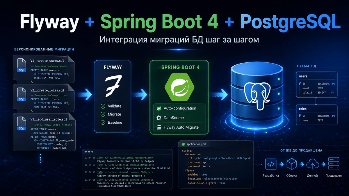 Spring Boot 4, Flyway и Postgres: как не стрелять по ногам
