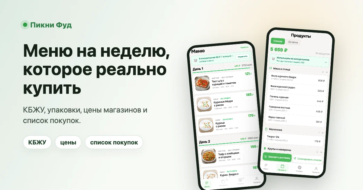 Как мы считаем недельное меню в Pikni Food: пачки, остатки и solver вместо списка рецептов