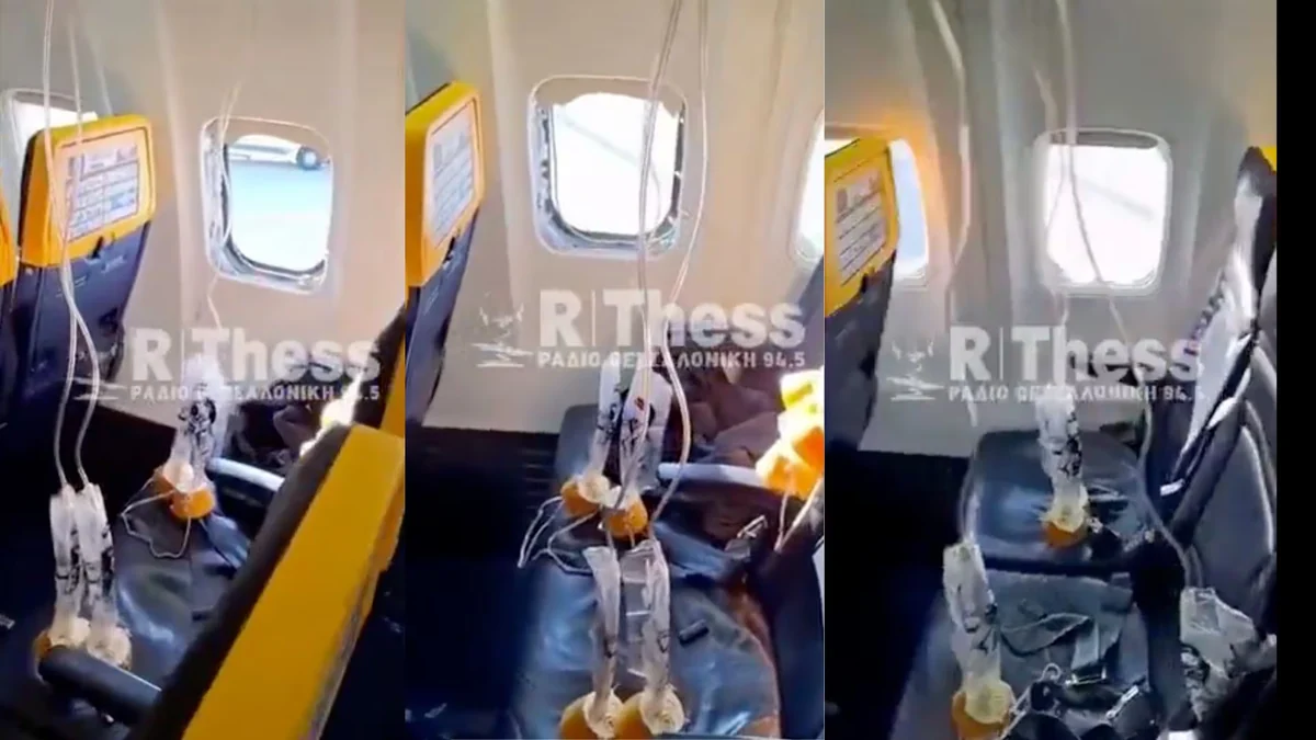 Terror en un vuelo de Ryanair Grecia-Alemania: una ventanilla se rompe en el aire y obliga a aterrizar de emergencia