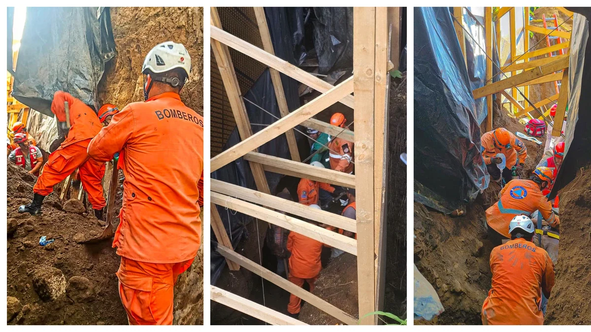 Un fallecido y un rescatado tras colapso de tierra en obra de construcción en Santa Ana, El Salvador