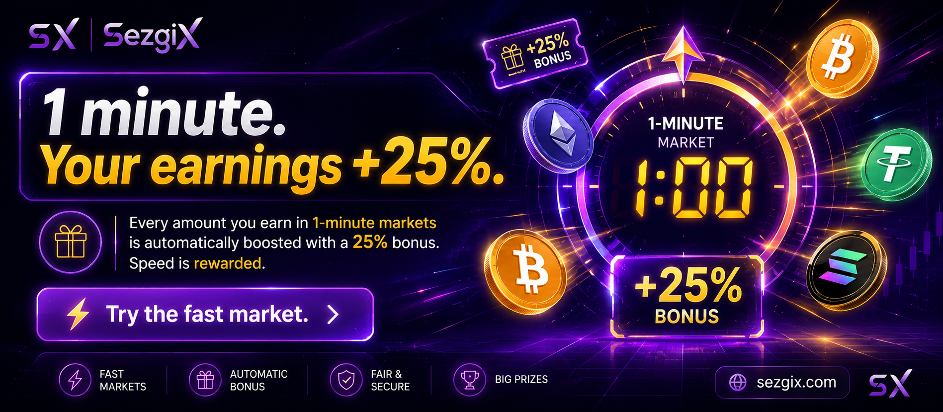 1-Minute Market +25% Bonus